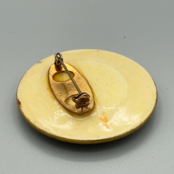 Antique Japanese Satsuma Ceramic Porcelain Hand Painted Brooch Pin Birds Flowers - Picture 13 of 13